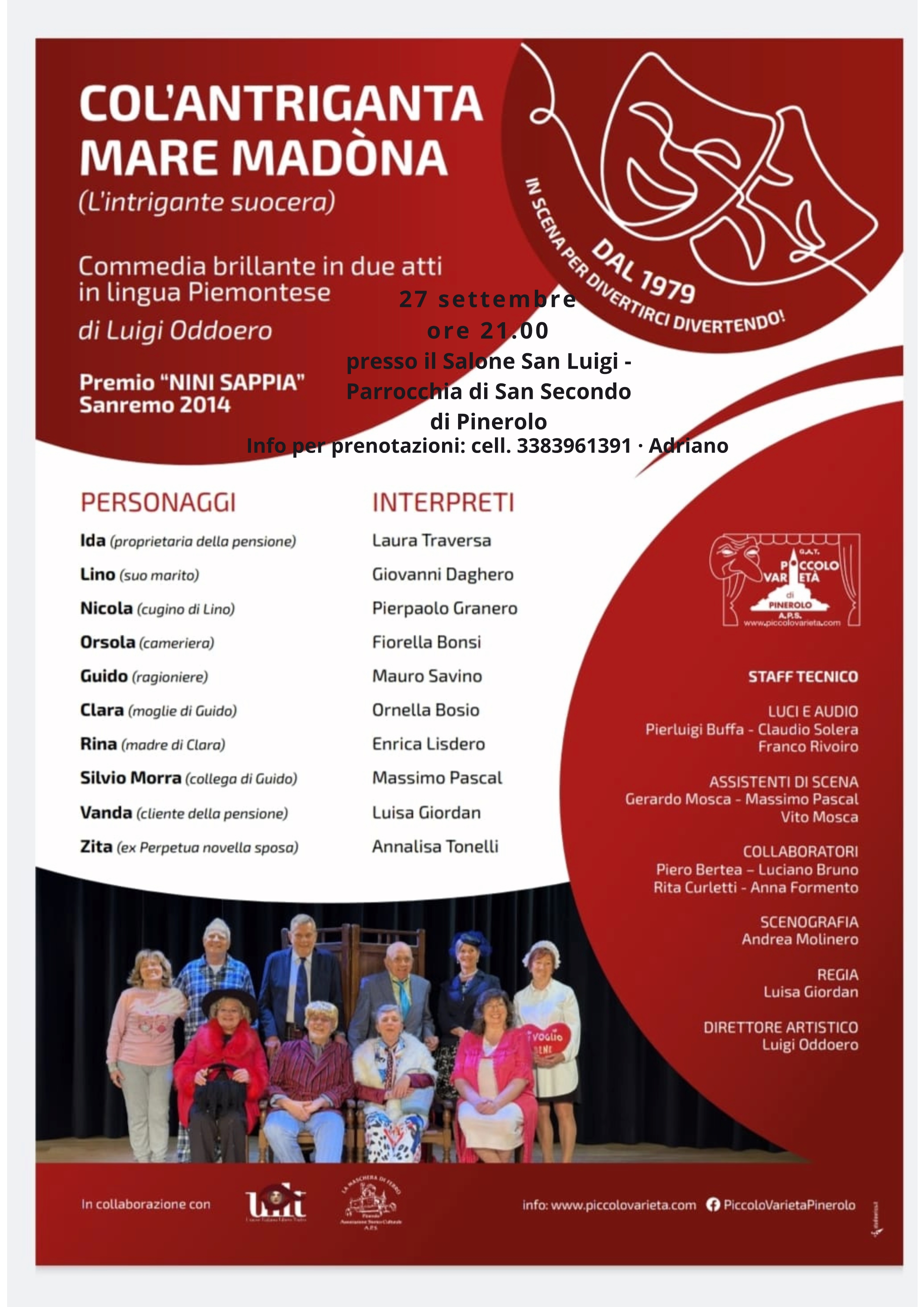 â€œCo lantriganta mare Madònaâ€: commedia in lingua piemontese al Salone San Luigi