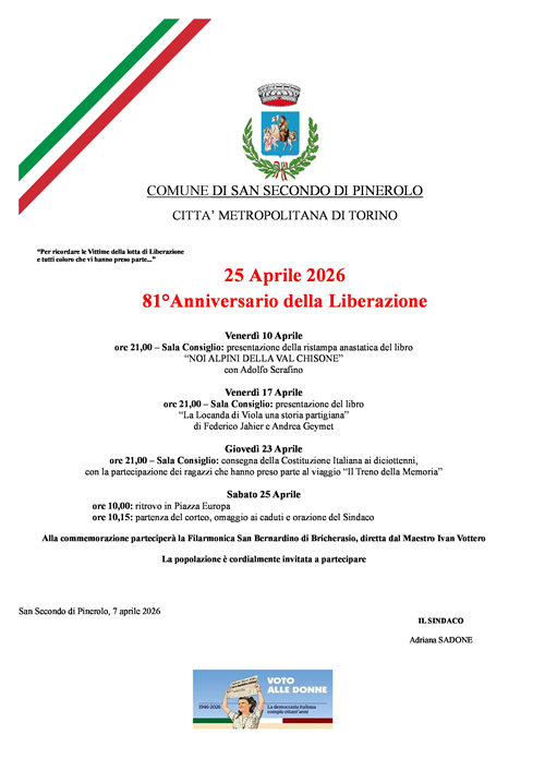 25 Aprile 2026 - 81°Anniversario della Liberazione
